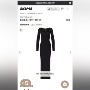 skims black long sleeve dress
